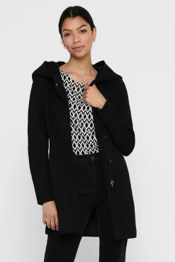 Only Abrigo Con Capucha Y Cierre De Cremallera Negro New