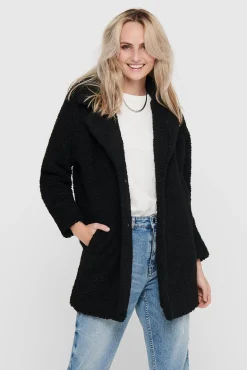 Only Abrigo De Borrego Botones Negro Clearance