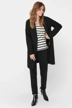 Only Abrigo De Mujer Con Cuello De Solapa Y Botones Negro Online