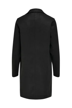 Only Abrigo De Mujer Con Cuello De Solapa Y Botones Negro Online