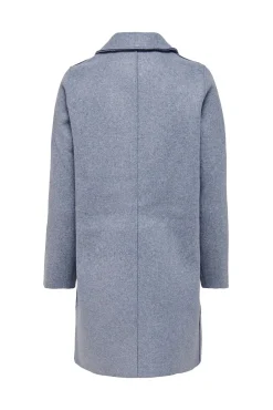 Only Abrigo De Mujer Con Cuello De Solapa Y Botones Azul Medio New