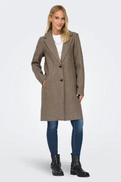Only Abrigo De Mujer Con Cuello De Solapa Y Botones Marron Medio Outlet