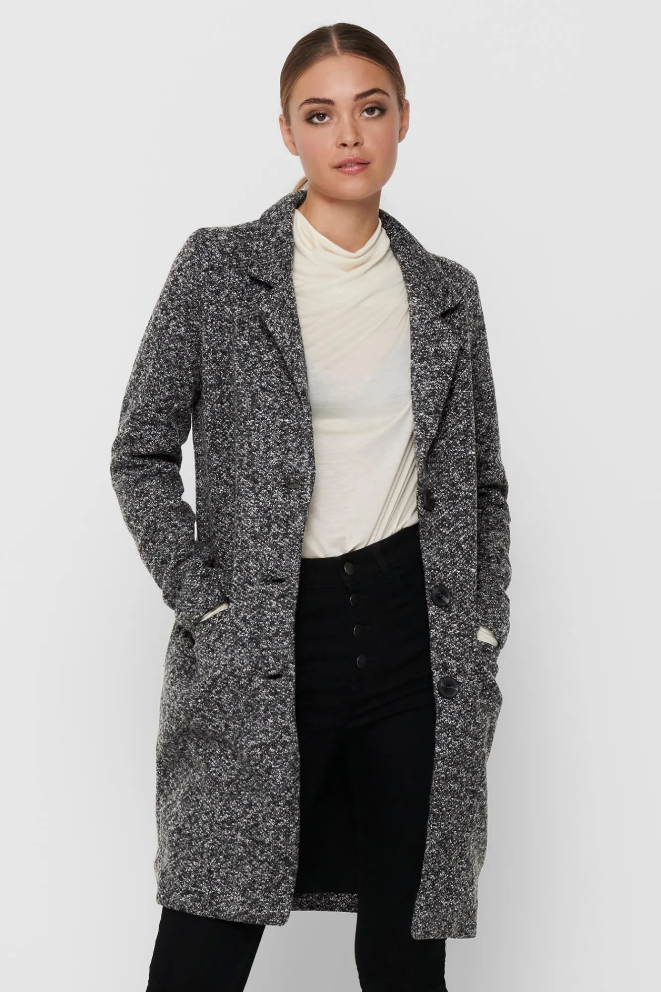 JDY Abrigo De Pano Y Cuello Solapas Gris Medio Online