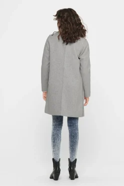 Only Abrigo Recto Gris Medio New