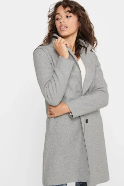 Only Abrigo Recto Gris Medio New
