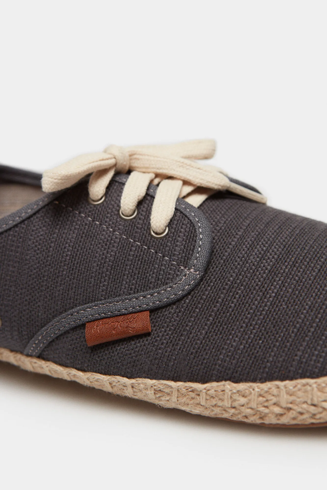 * Alpargata Cordones Canvas Rustico Gris Oscuro Clearance