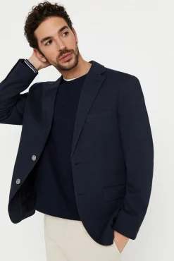 Cortefiel Americana De Punto Azul Marino Outlet