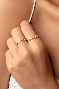 Singularu Anillo Estellar Plata Baño Oro Amarillo