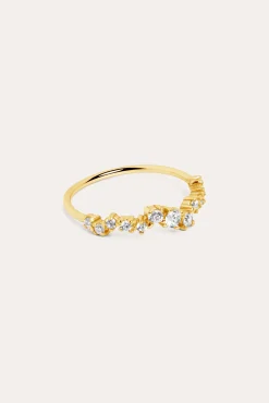 Singularu Anillo Estellar Plata Baño Oro Amarillo