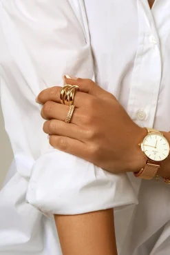 Singularu Anillo Riviere Oro Amarillo New