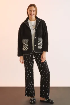 Women'secret Bata Media Negra Borreguito Negro Online