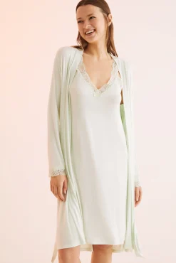 Women'secret Bata Midi Encaje Verde Estampado Sale