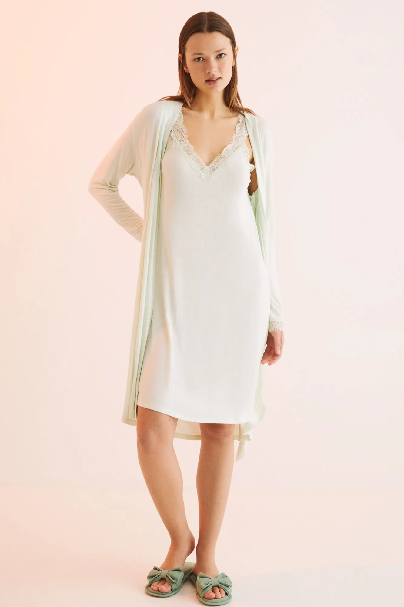 Women'secret Bata Midi Encaje Verde Estampado Sale