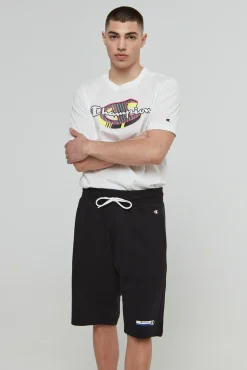 Champion Bermudas De Algodon Y Cinta Con Logotipo Negro New