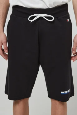 Champion Bermudas De Algodon Y Cinta Con Logotipo Negro New