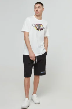 Champion Bermudas De Algodon Y Cinta Con Logotipo Negro New