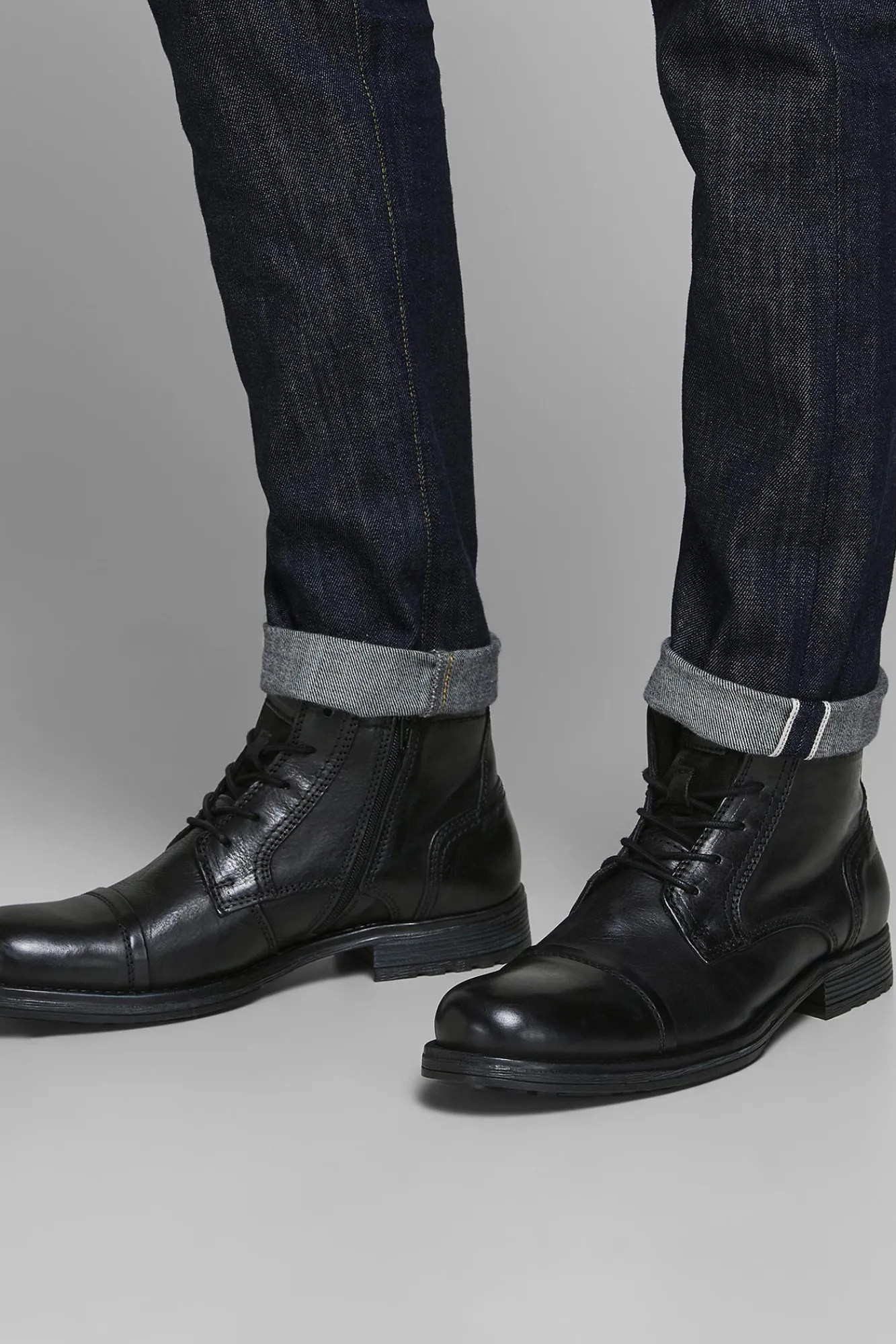 Jack & Jones Bota Piel Piso Track Negro Clearance