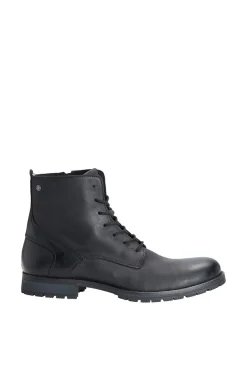Jack & Jones Botas Moteras De Piel De Vaca Negro Best