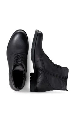 Jack & Jones Botas Moteras De Piel De Vaca Negro Best