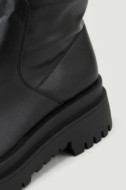 Pimkie Botas Polipiel Mosqueteras Flexibles Con Suela Dentada Negro Discount