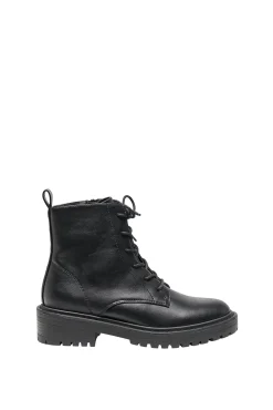Only Botin Polipiel Con Cordones Negro Sale