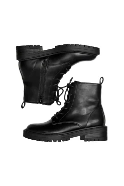 Only Botin Polipiel Con Cordones Negro Sale