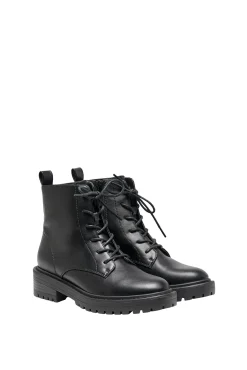 Only Botin Polipiel Con Cordones Negro Sale