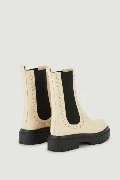 Pimkie Botines Chelsea Polipiel Con Tachuelas Doradas Blanco Online