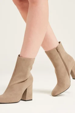Pimkie Botines De Antelina Con Tacon Tostado Clearance