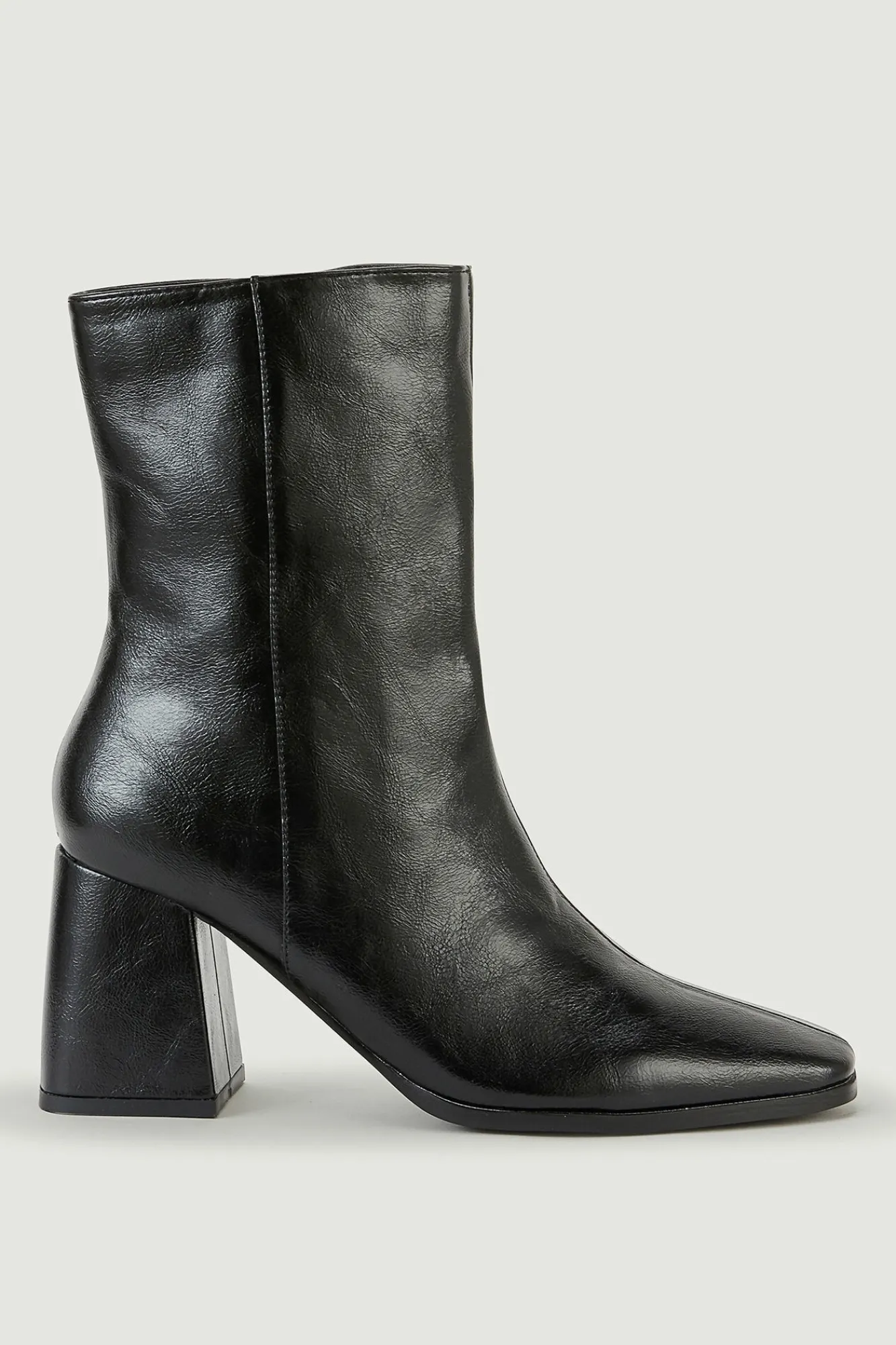 Pimkie Botines De Tacon Punta Cuadrada Polipiel Negro Best
