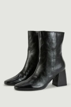 Pimkie Botines De Tacon Punta Cuadrada Polipiel Negro Best