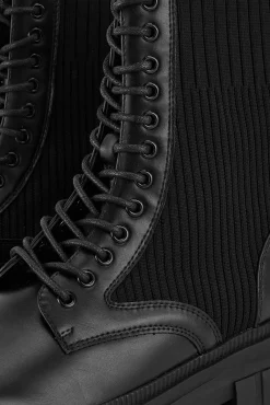Pimkie Botines Polipiel Con Cordones Y Suela Dentada Negro Clearance
