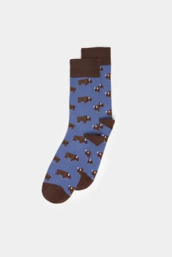 * Calcetin Alto Bisontes Azul Medio New