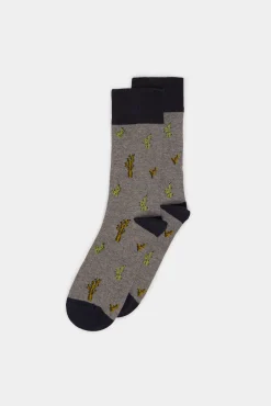 * Calcetin Alto Cactus Gris Medio Discount