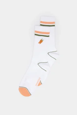 * Calcetin Alto Canale Bordado Blanco Sale