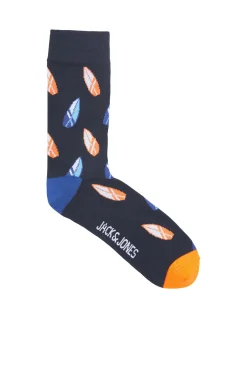 Jack & Jones Calcetin Cana Media Estampado Azul Hot
