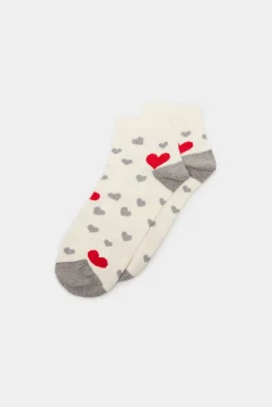 * Calcetin Corazones Irregulares Beige Medio Hot