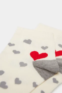 * Calcetin Corazones Irregulares Beige Medio Hot