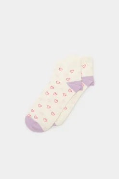 * Calcetin Corazones Multiposicion Beige Medio Hot