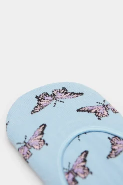* Calcetin Invisible Mariposas Azul Medio New