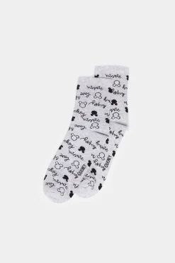 * Calcetin Mickey Minnie Gris Medio Clearance