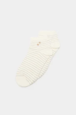 * Calcetin Rayas Lurex Estrellas Beige Medio Hot