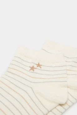 * Calcetin Rayas Lurex Estrellas Beige Medio Hot
