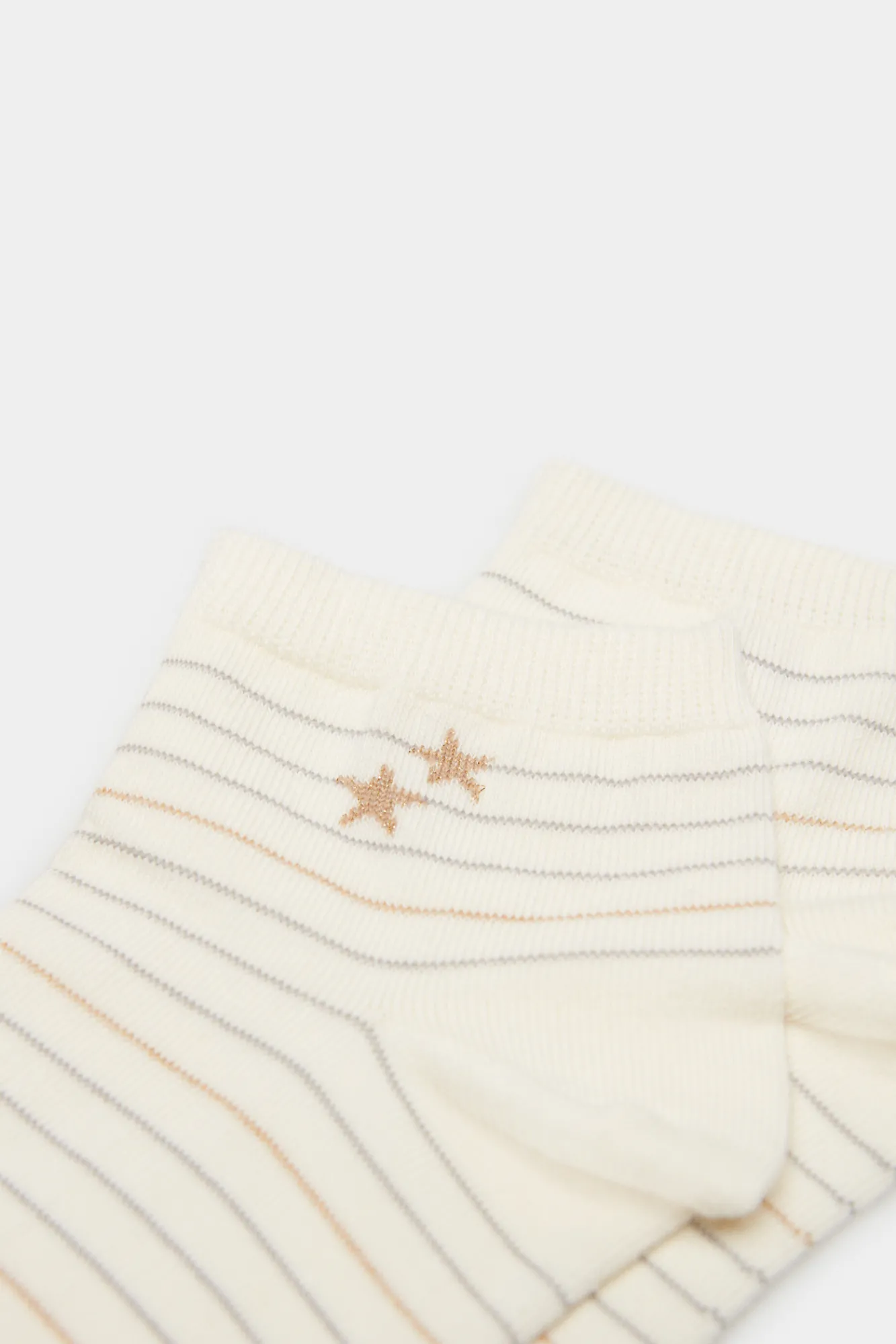 * Calcetin Rayas Lurex Estrellas Beige Medio Hot