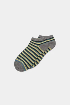 * Calcetin Tobillero Micro Raya Gris Medio New
