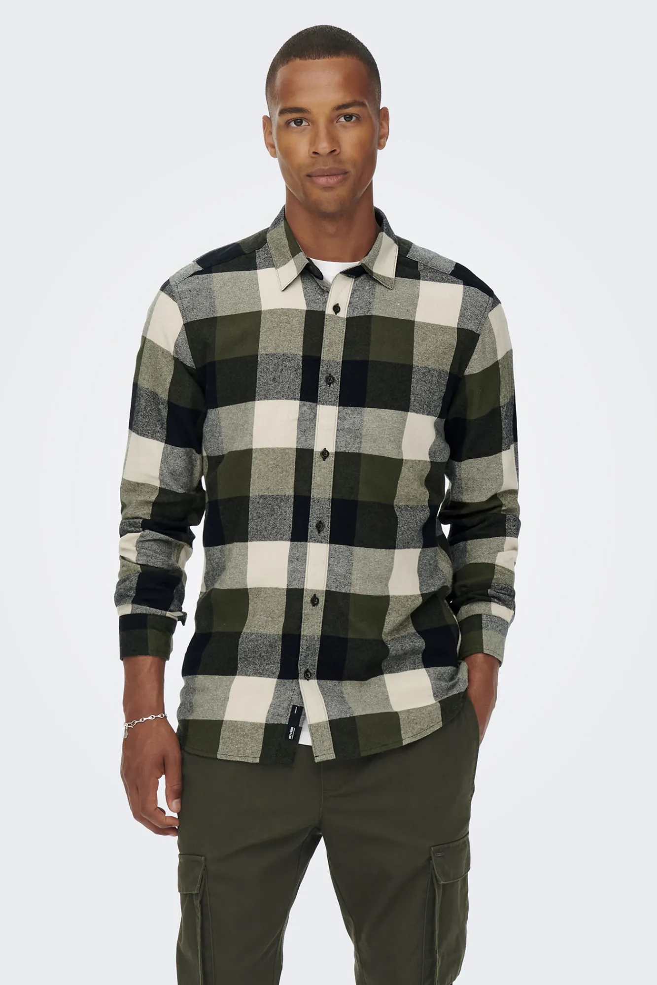 Only & Sons Camisa Cuadros Verde New