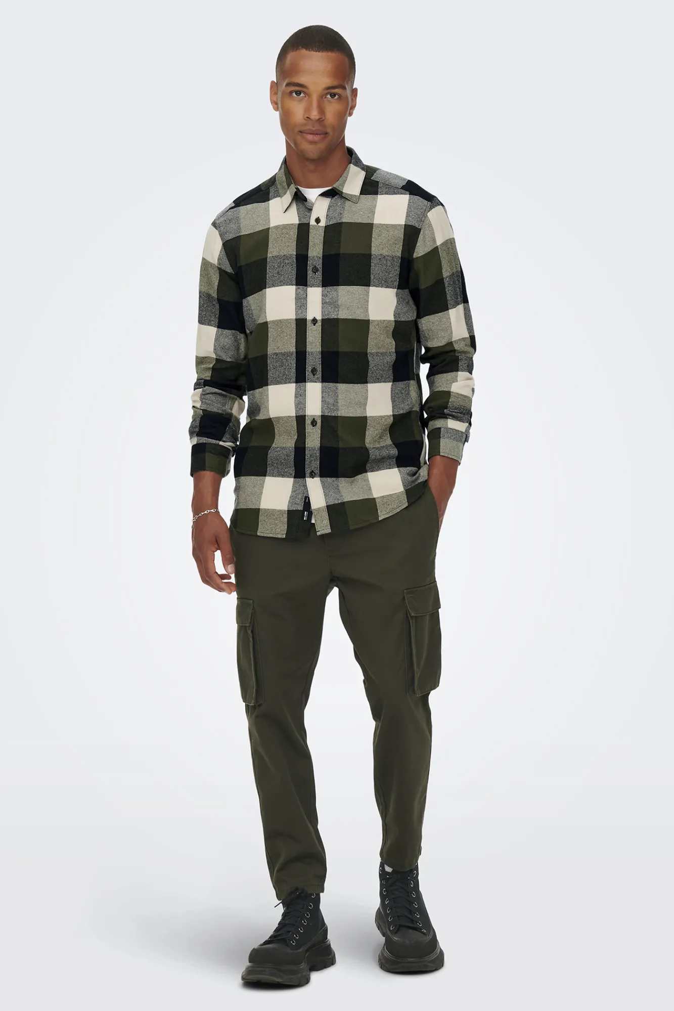 Only & Sons Camisa Cuadros Verde New