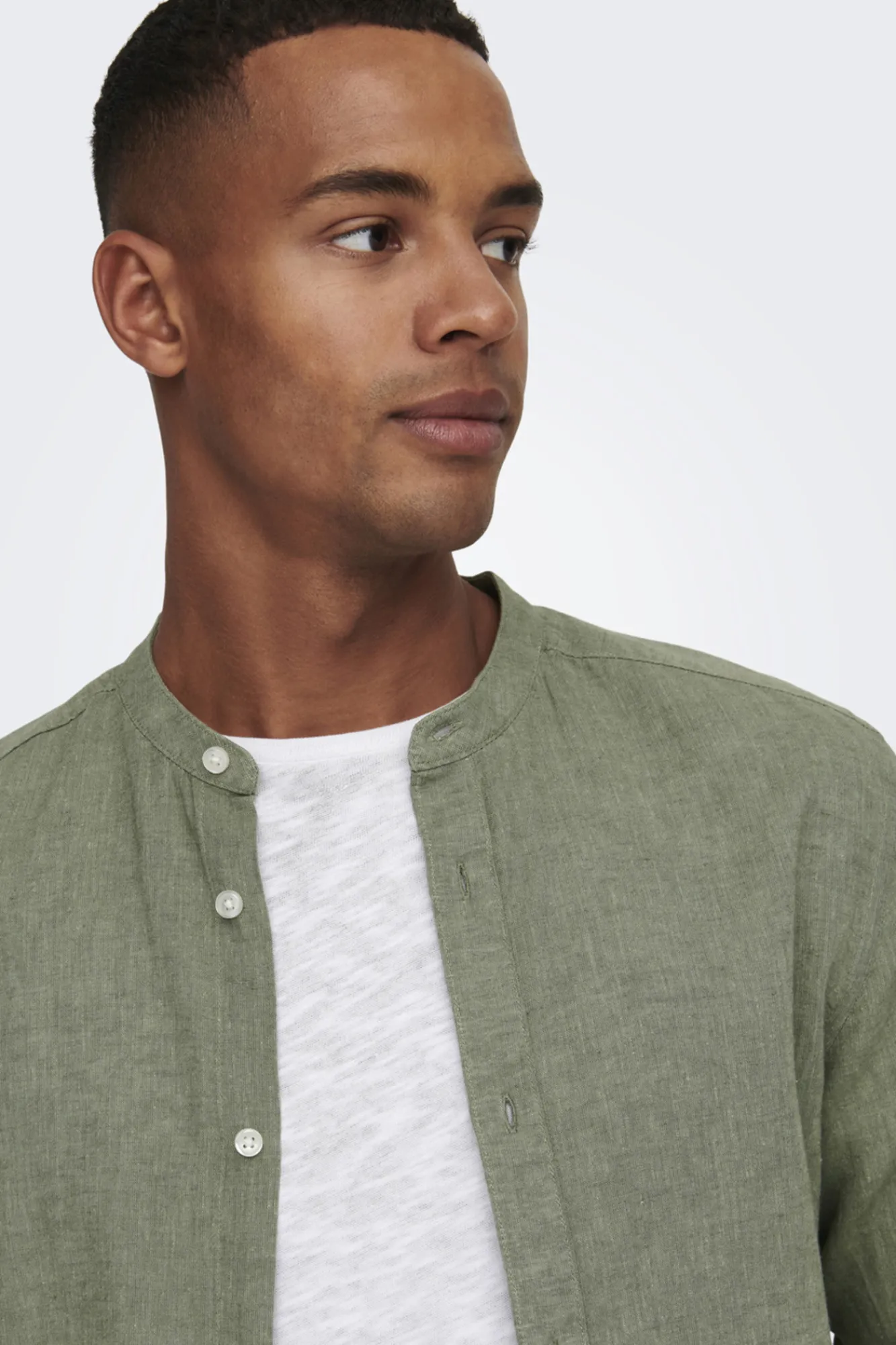 Only & Sons Camisa Cuello Mao Verde