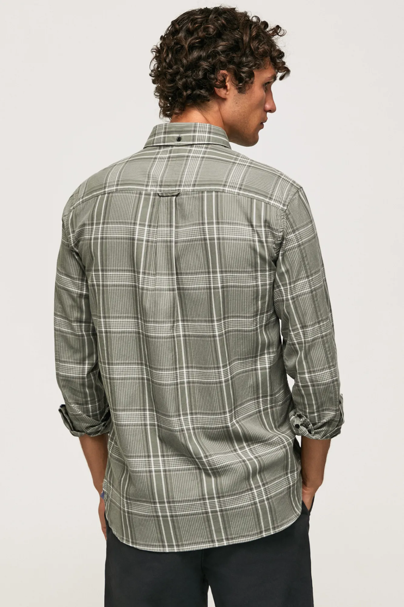 Pepe Jeans Camisa De Algodon De Cuadros Slim Fit Kaki Oscuro Discount