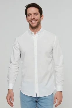 Pepe Jeans Camisa De Algodon Unicolor Slim Fit. Blanco New